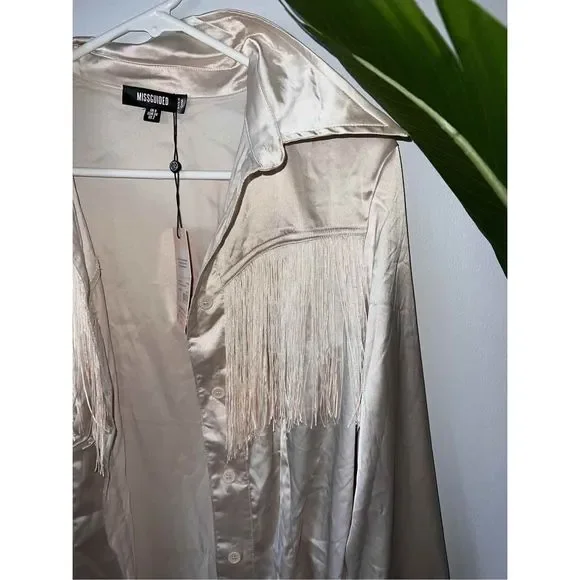 NWT MissGuided Fringe Blouse - Picture 4 of 6